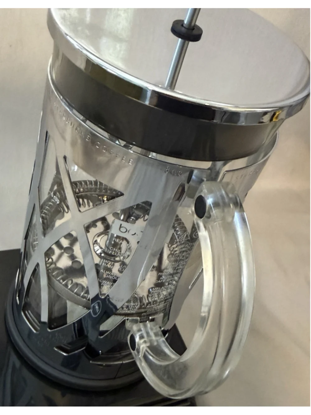 Starbucks Bodum French Press Stainless Steel Body Modern 8 Cup Pura Vida Glass